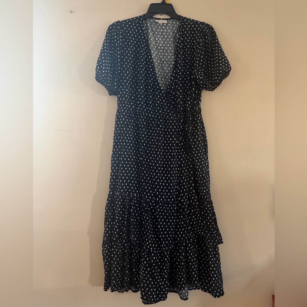 Knox Rose Black/White Wrap Midi Dress Size L